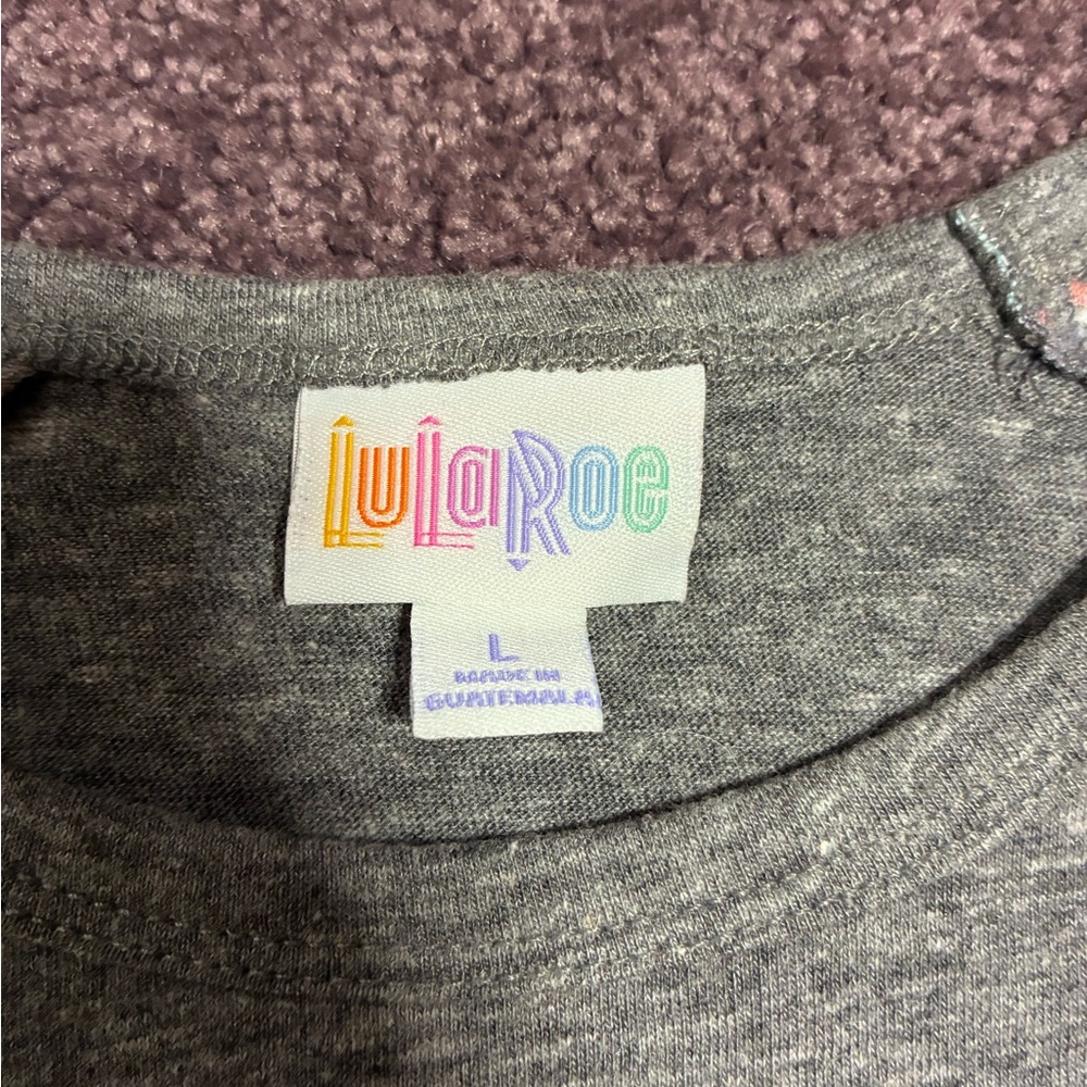 LuLaRoe Gray and Blue Striped Sleeve Men's Shirt - Picture 4 of 4